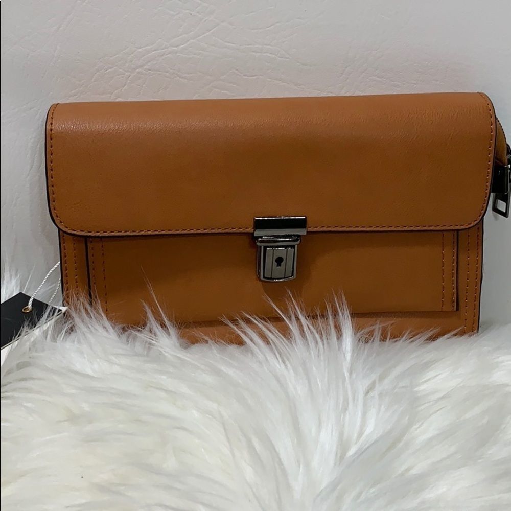 Isabelle Vegan Mini Crossbody/ Wristlet Tan Bag